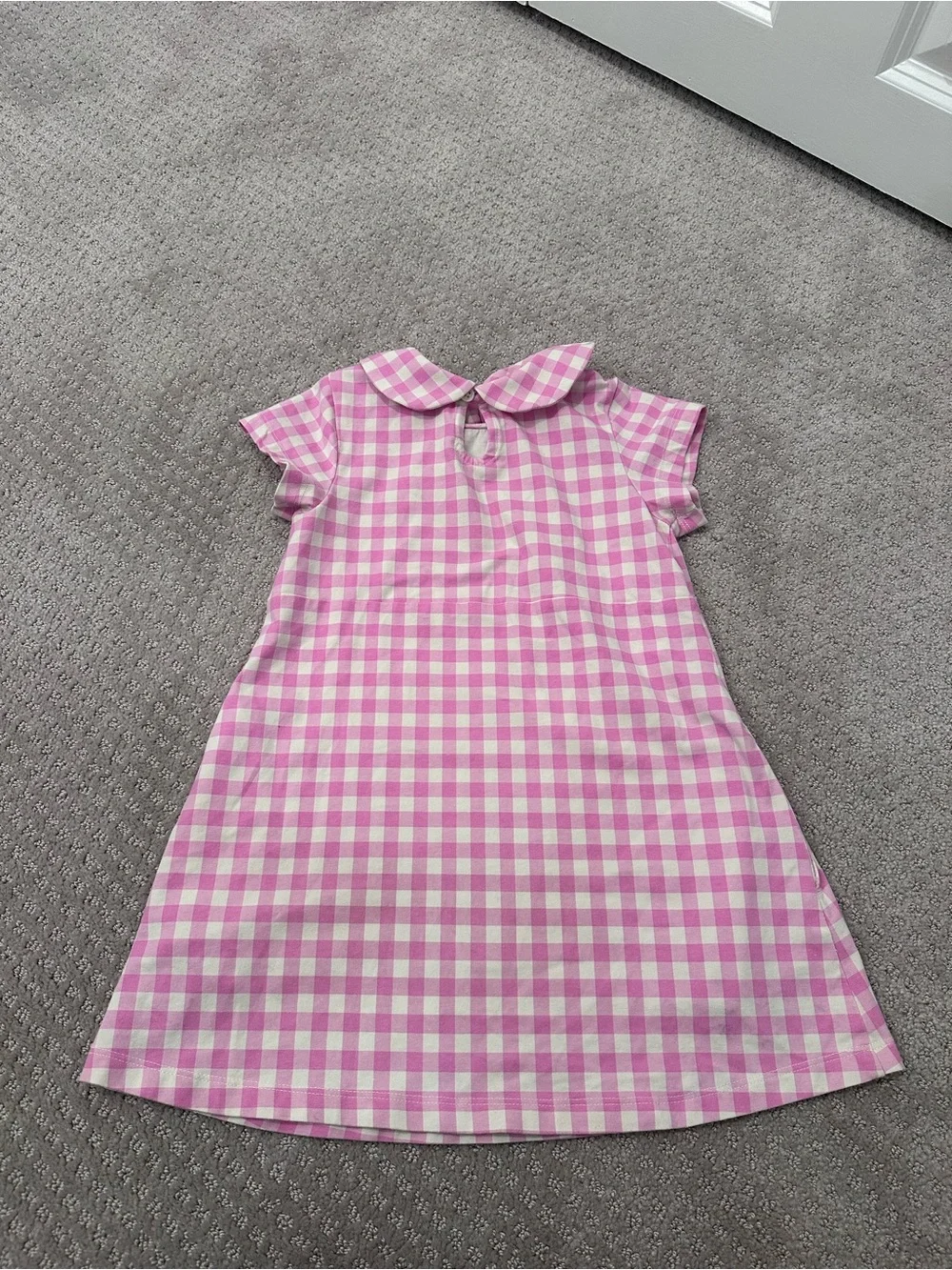 Hanna Andersson Pink Gingham Peter Pan Collar Dress Girls Size 4 100cm